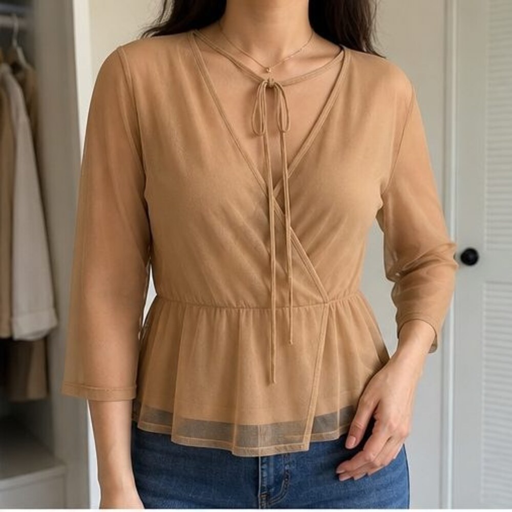 Camel Ruffle Blouse - Picture 2 of 6